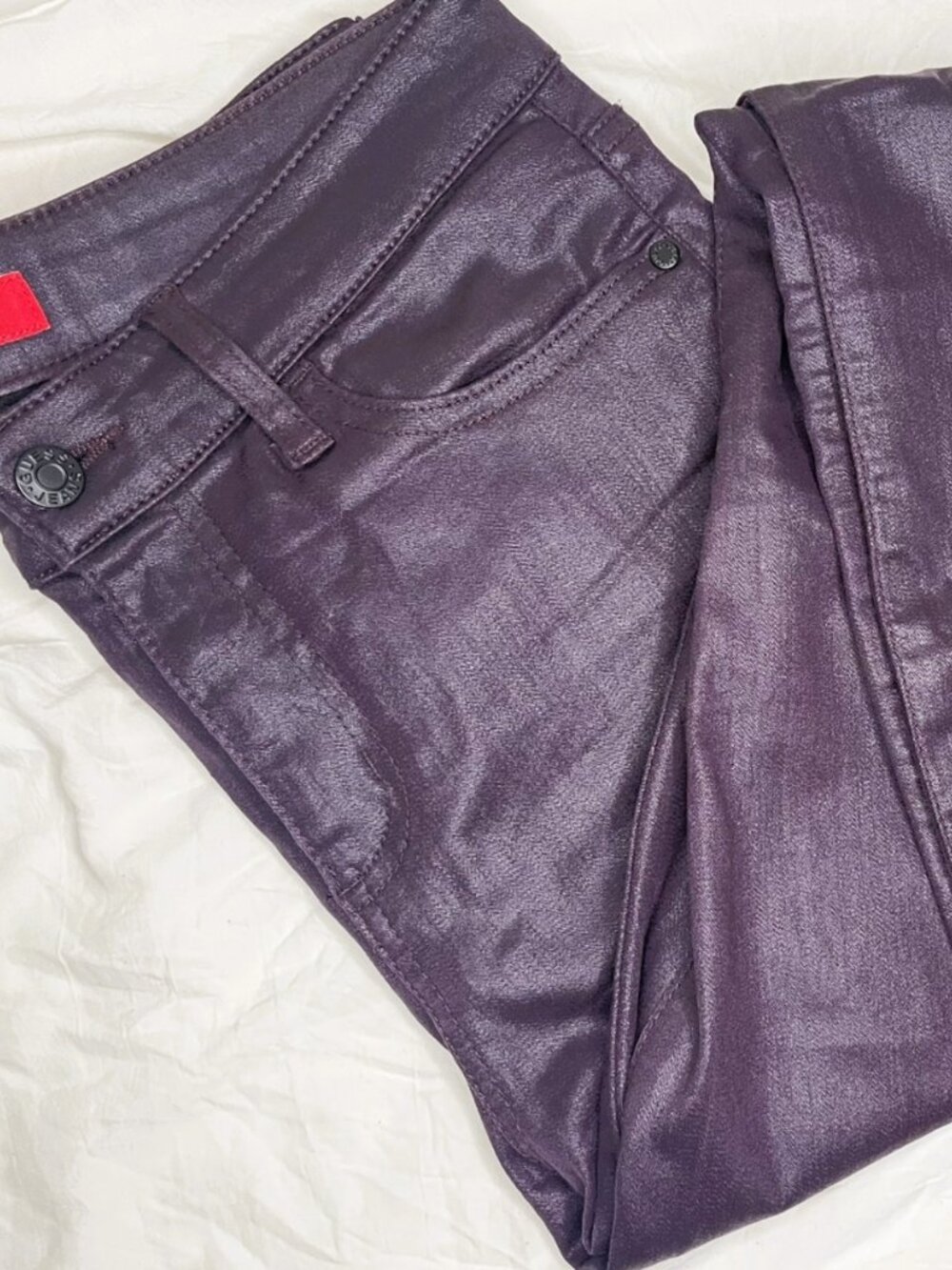 SALE! RARE Guess Los Angeles Metallic Eggplant Coated Skinny Jeans - 29